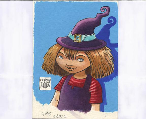 portrait zelie - Cécile Chicault - Encre de couleur et mine de plomb sur papier - 137