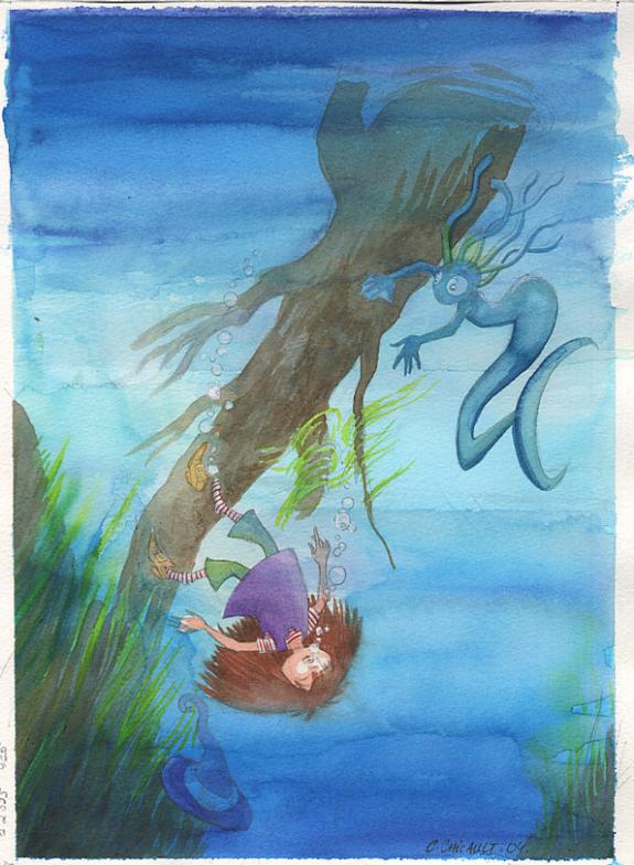 zelie se noit - Cécile Chicault - Encre de couleur et mine de plomb sur papier - 121