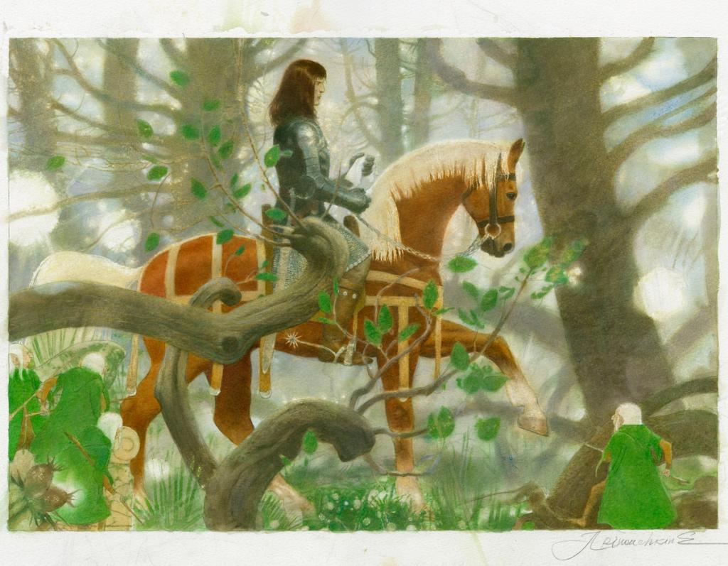 homme sur cheval marron - Andréï Arinouchkine - Aquarelle sur papier - 2366