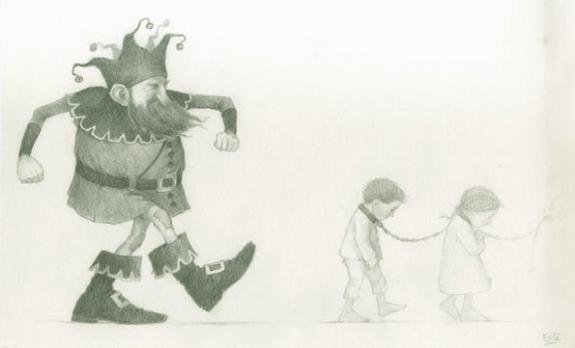 enfants enchaînés nains qui les mène - Erlé Ferronnière - 1757