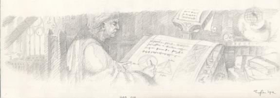 homme qui dessine p8-9 - Armel Gaulme - Mine de plomb sur papier - 1644