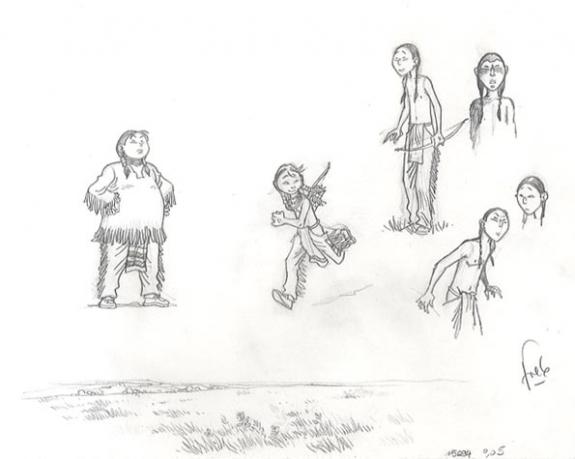 croquis de jeunes indiens - Fred Simon - 361