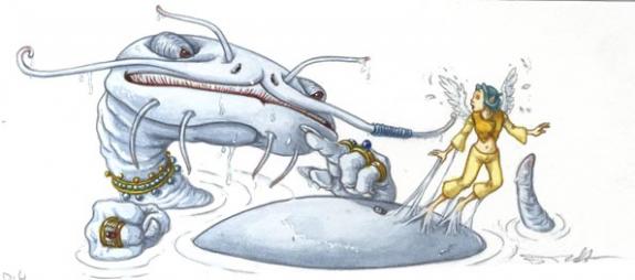 petite carte fée et dragon blanc - Béatrice Tillier - 513