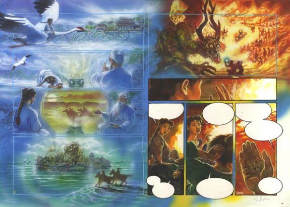 double page 20-21 - Eric Puech - Encre de couleur sur papier - 741