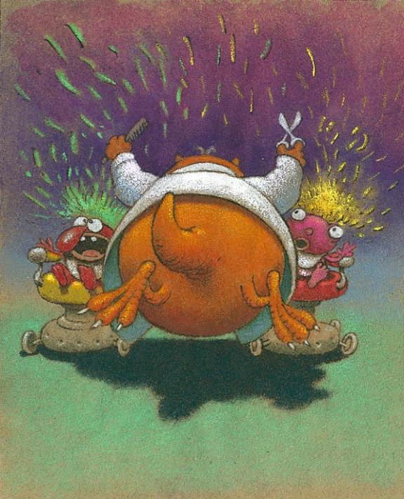 coiffeur  de dos et enfants - Olivier O'Groj - 1202