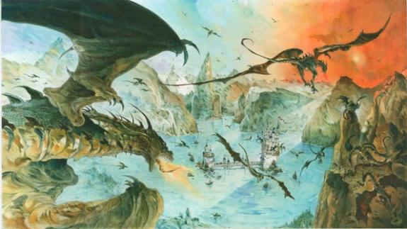 dragons - Alexis Chabert - Encre de couleur sur papier - 1456