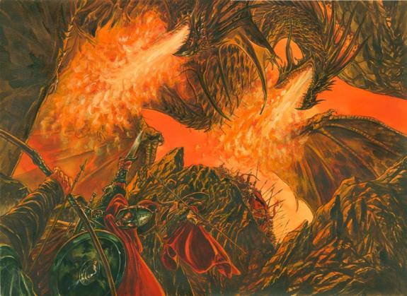 dragon et hommes - Gwendal Lemercier - Gouache et encre de Chine - 1461