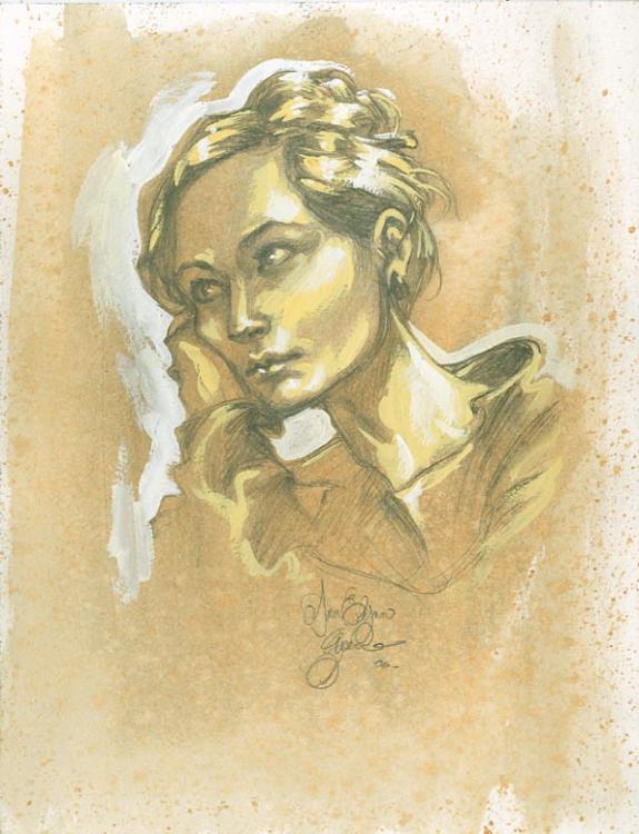 portrait profil ann - Gwendal Lemercier - Mine de plomb et gouache - 1469