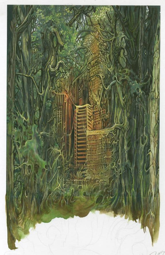 immeubles dans fôret - Séverine Pineaux - Acrylique - 1480