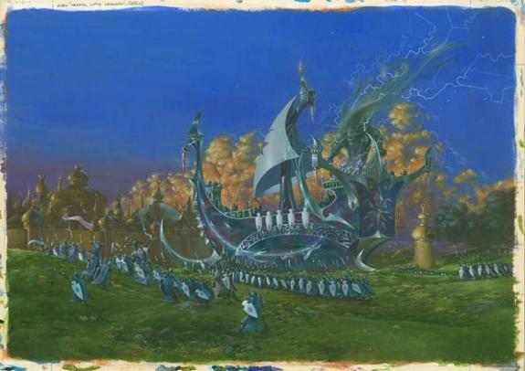 armée elfes navires violet - Adrian Smith - Acrylique - 1800