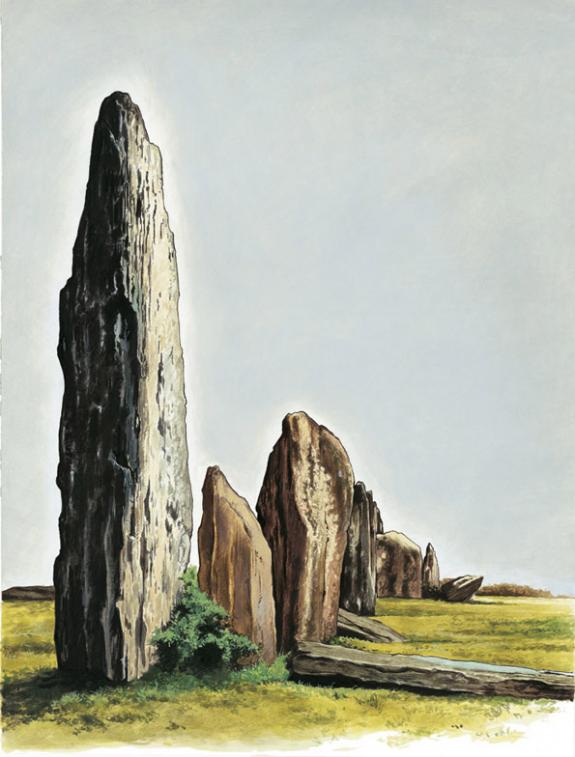 Illustration originale, menhirs - Bruno Brucero - Acrylique - 1573