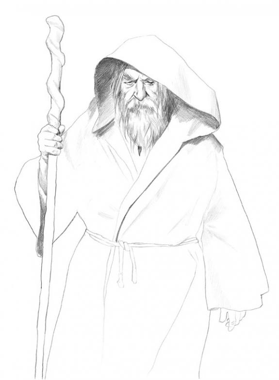 merlin encapuchonné - Bruno Brucero - Mine de plomb sur papier - 1596