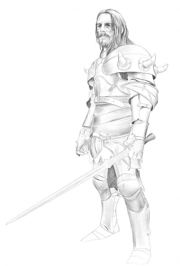 crayonn du guerrier en couleur - Bruno Brucero - Mine de plomb sur papier - 1598