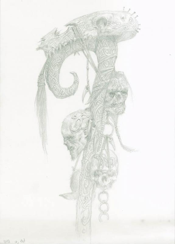 bâton + cranes - Adrian Smith - Mine de plomb sur papier - 1706