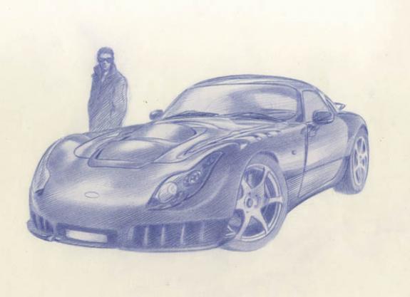 Théo et voiture - Didier Eberoni - Crayon de couleur sur papier - 1809