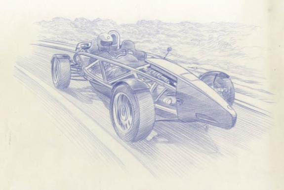 voiture de course - Didier Eberoni - Crayon de couleur sur papier - 1812