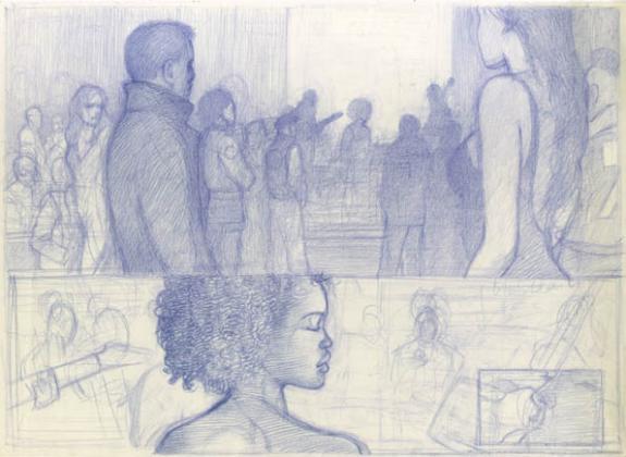 rose en concert - Didier Eberoni - Crayon de couleur sur papier - 1834