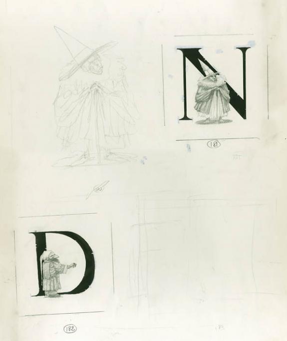 Lettrines - Olivier Ledroit - Encre de Chine et mine de plomb sur papier - 1697