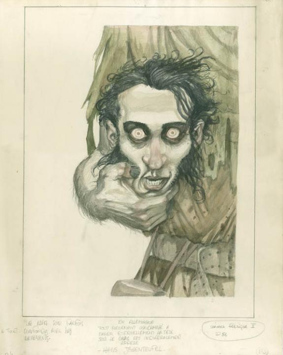 tête - Olivier Ledroit - Encre de couleur et mine de plomb sur papier - 1699