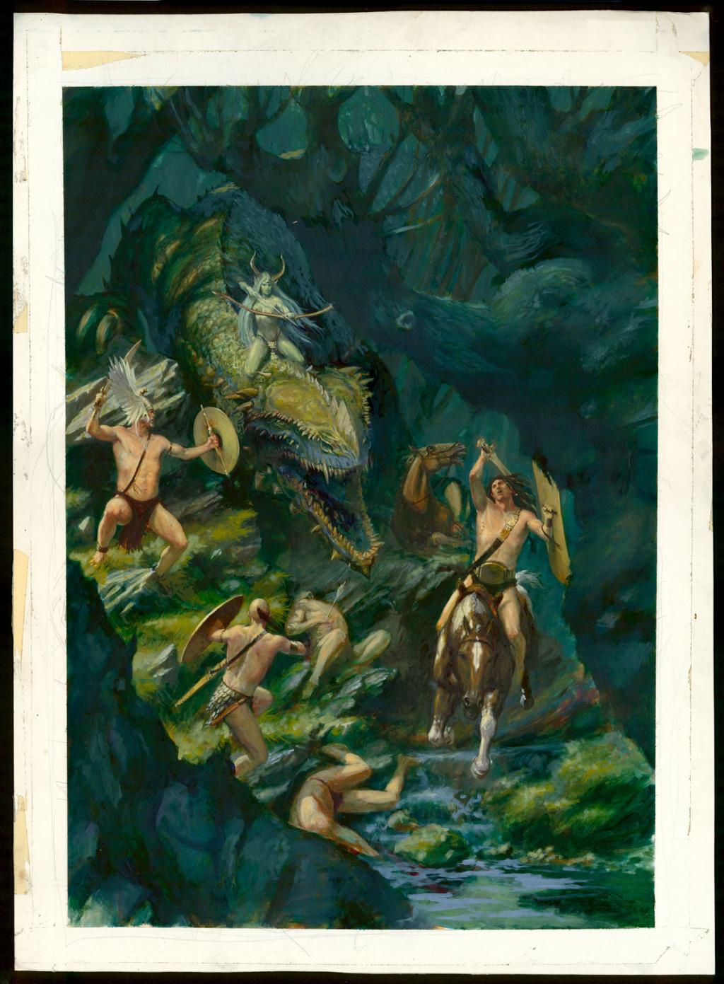 attaque dragon - Paul Dainton - Huile - 1704