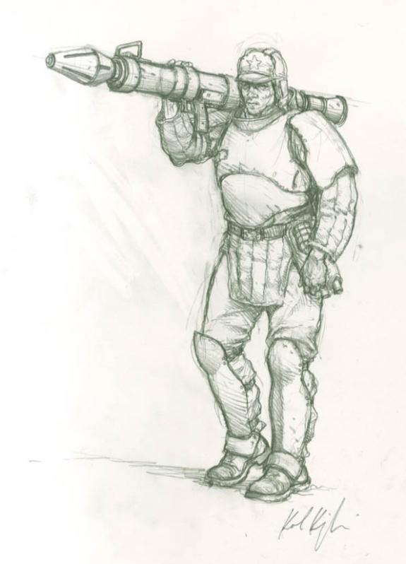 soldat+bazouka - Karl Kopinski - Mine de plomb sur papier - 1750