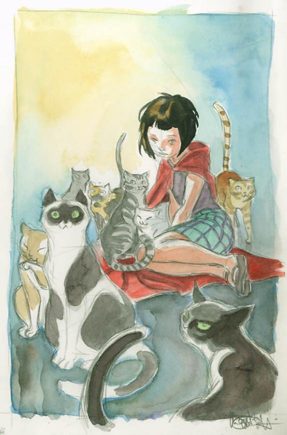 dessin de dos de couverture - Montse Martin - Aquarelle et mine de plomb sur papier - 1748