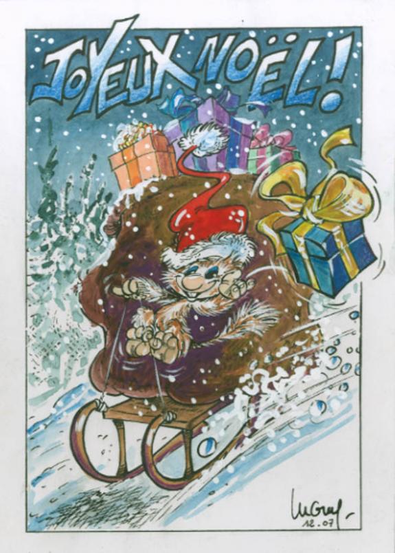 Carte de voeux - Philippe Luguy - Encre de Chine et encre de couleur sur papier - 1893