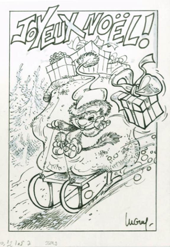 Carte de voeux - Philippe Luguy - Encre de Chine et encre de couleur sur papier - 1893