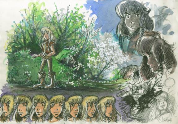 Recherche de personnage - Philippe Luguy - Encre de couleur et mine de plomb sur papier - 1896