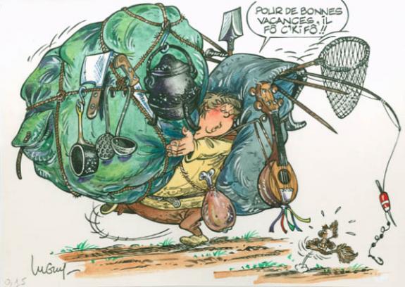 Dessin inédit - Philippe Luguy - Aquarelle et encre de Chine sur papier - 1897