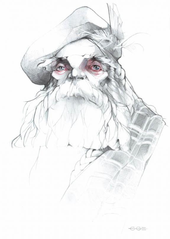 Nain écossais - Guillermo Gonzalez - Mine de plomb et crayon de couleur - 2026