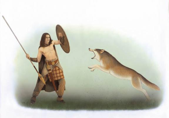 Guerrier contre loup - Erlé Ferronnière - Acrylique - 2043