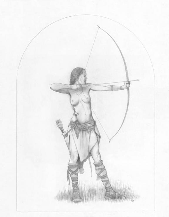 Guerrière à l'arc - Erlé Ferronnière - Mine de plomb sur papier - 2046