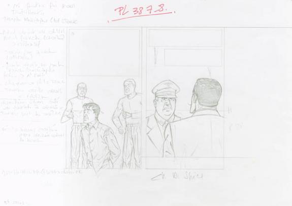 Crayonné case planche 38-7-8 - Chantal De Spiegeleer - Mine de plomb sur papier - 1933