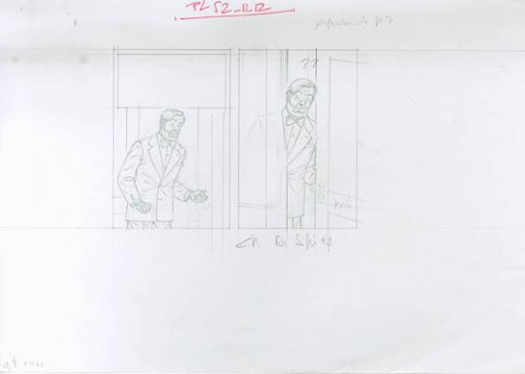 Crayonné case planche 52-11-12 - Chantal De Spiegeleer - Mine de plomb sur papier - 1935