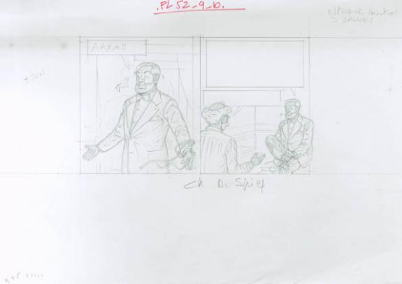 Crayonné case planche 52-9-10 - Chantal De Spiegeleer - Mine de plomb sur papier - 1936