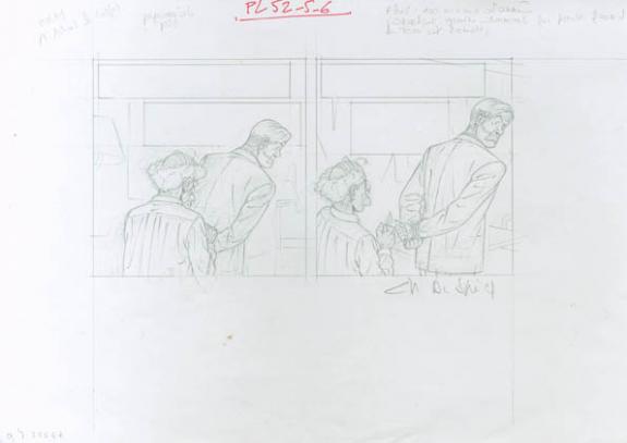 Crayonné case planche 52-5-6 - Chantal De Spiegeleer - Mine de plomb sur papier - 1937