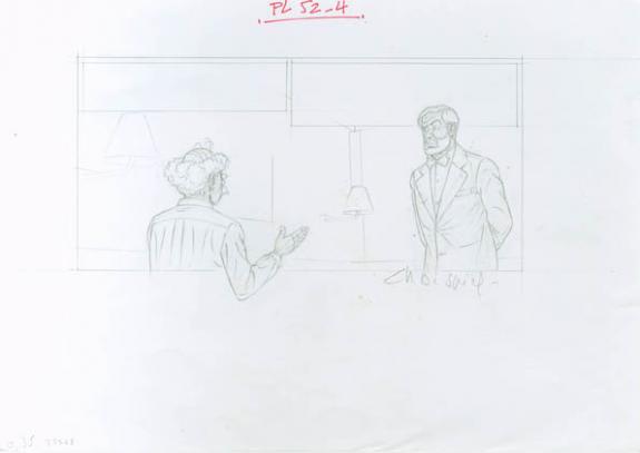 Crayonné case planche 52-4 - Chantal De Spiegeleer - Mine de plomb sur papier - 1938