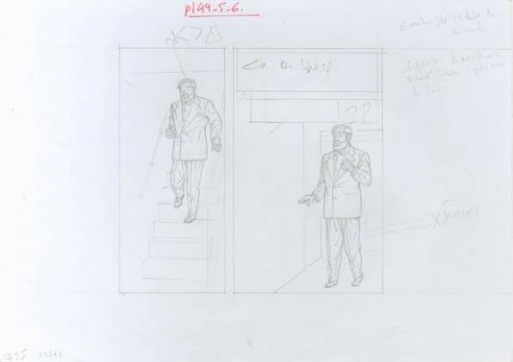 Crayonné case planche 49-5-6 - Chantal De Spiegeleer - Mine de plomb sur papier - 1945