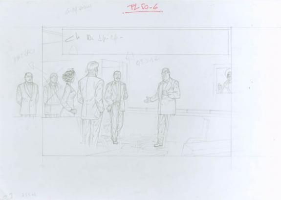 Crayonné case planche 50-6 - Chantal De Spiegeleer - Mine de plomb sur papier - 1946