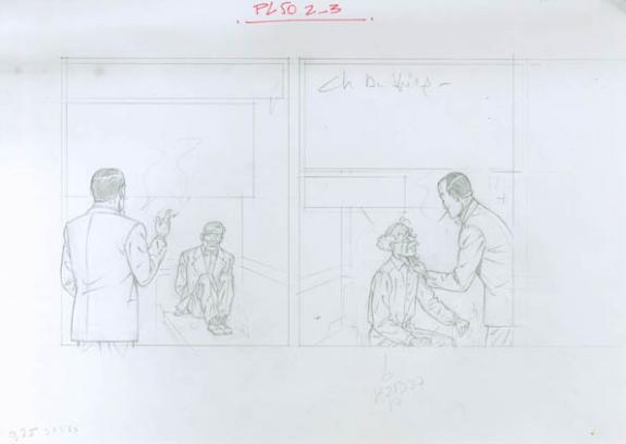 Crayonné case planche 50-2-3 - Chantal De Spiegeleer - Mine de plomb sur papier - 1947