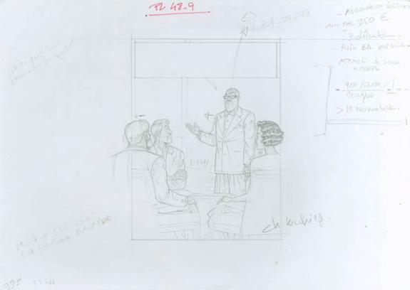 Crayonné case planche 48-9 - Chantal De Spiegeleer - Mine de plomb sur papier - 1948