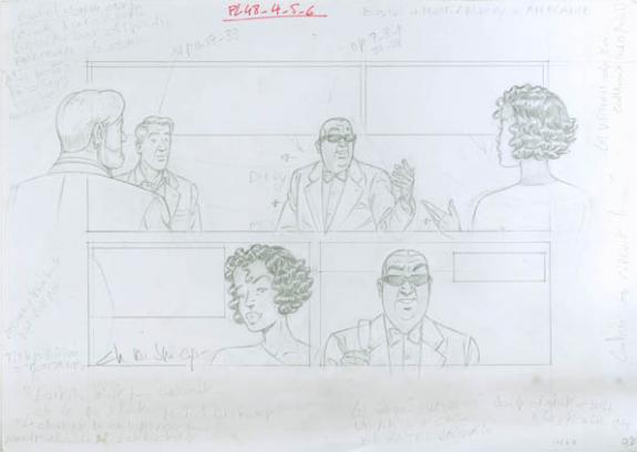 Crayonné case planche 48-4-5-6 - Chantal De Spiegeleer - Mine de plomb sur papier - 1949