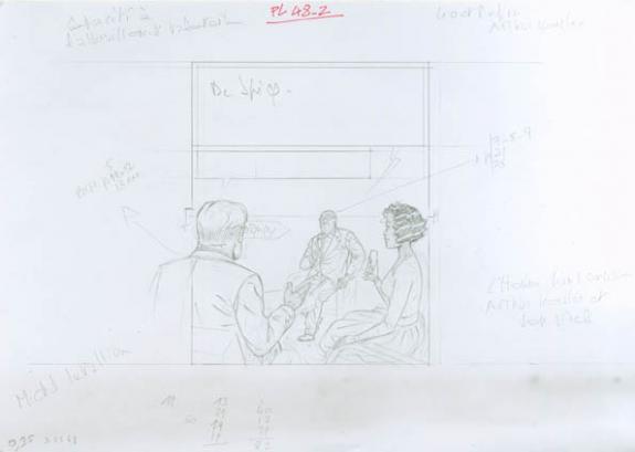 Crayonné case planche 48-2 - Chantal De Spiegeleer - Mine de plomb sur papier - 1950