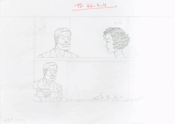 Crayonné case planche 46-3-4 - Chantal De Spiegeleer - Mine de plomb sur papier - 1954