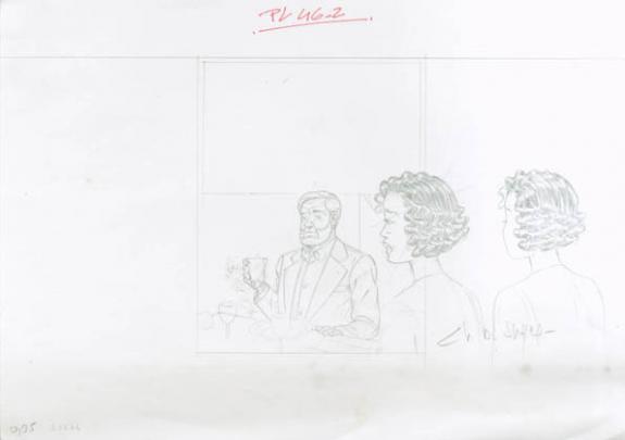 Crayonné case planche 46-2 - Chantal De Spiegeleer - Mine de plomb sur papier - 1955