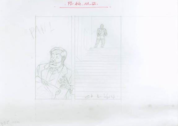 Crayonné case planche 44-11-12 - Chantal De Spiegeleer - Mine de plomb sur papier - 1958