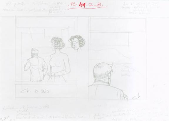 Crayonné case planche 41-2-3 - Chantal De Spiegeleer - Mine de plomb sur papier - 1963