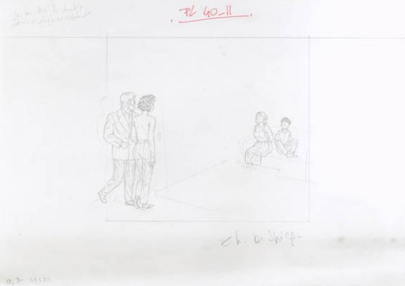 Crayonné case planche 40-11 - Chantal De Spiegeleer - Mine de plomb sur papier - 1964