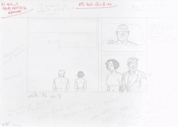 Crayonné case planche 40-2-3-4 - Chantal De Spiegeleer - Mine de plomb sur papier - 1968